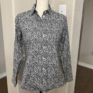 J. Crew Calico navy & white small floral print button down shirt Size XS